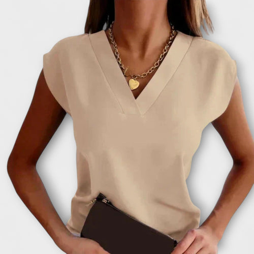 Women's V-Neck Summer Top with Loose Sleeves