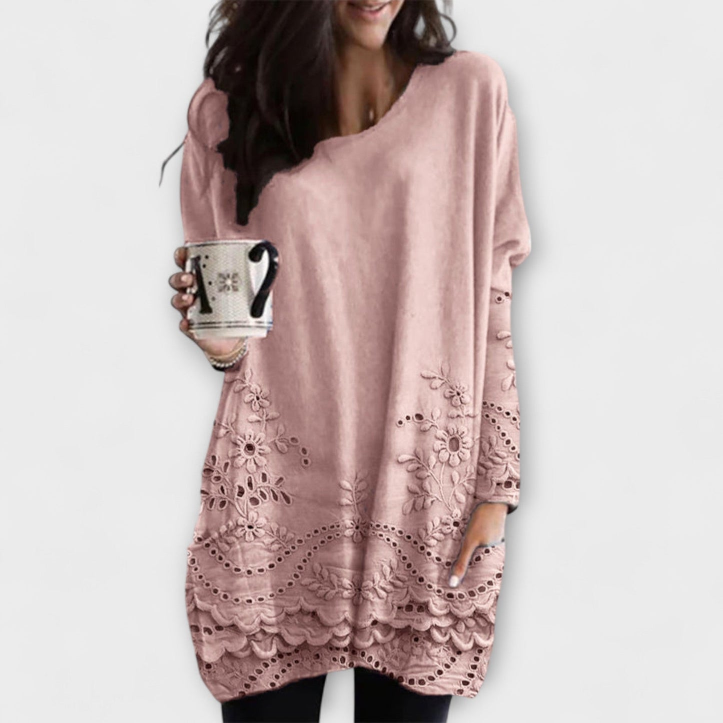 Riley – Printed Sweater with Embroidery