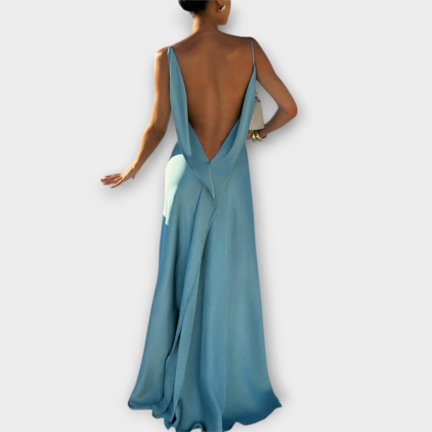 Hallie - Chic Satin Maxi Dress with High Slit