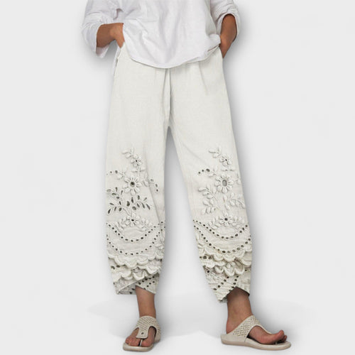 Chloe – Elegant Printed Lace Pants
